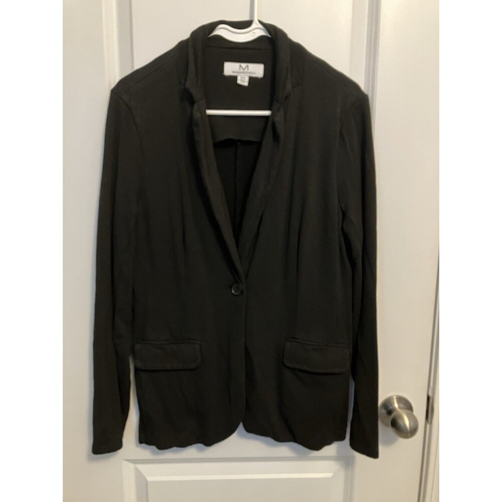 Magaschoni Jacket Women's Medium Black Classic Stretch Knit Blazer